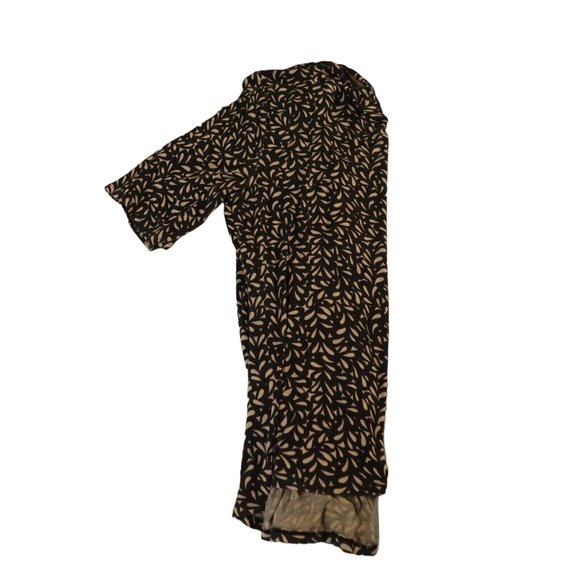 DANA BUCHMAN Top Women's Short Sleeve V-Neck Blouse Black Tan Large - Picture 5 of 12